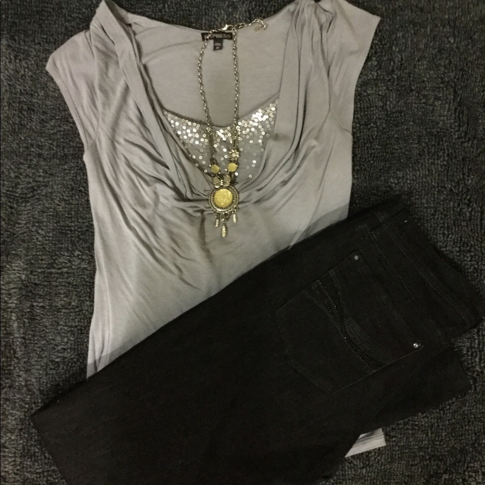 Express, xs, dressy fitted top.